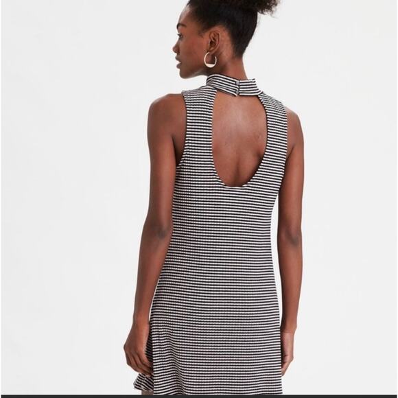American Eagle black stripe mock neck dress - Picture 2 of 6
